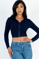 French Terry Crop Zip Up Hoodie | Mixtshop LLC