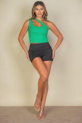 Ribbed One Shoulder Cross Strap Crop Top | Mixtshop LLC