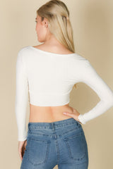 Ribbed Button Front Split Long Sleeve Top | Mixtshop LLC