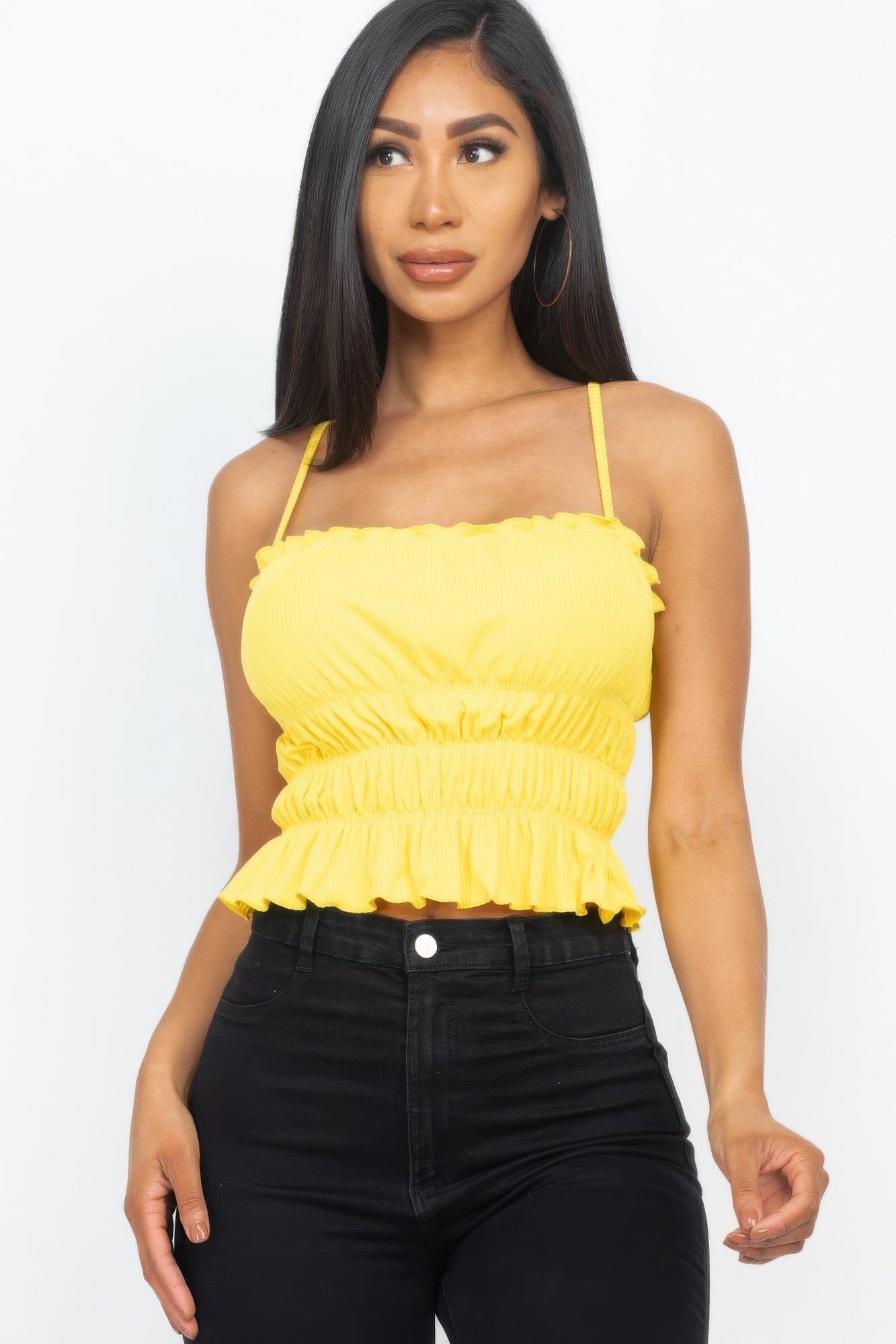 Tiered Shirred Body Crop Top | Mixtshop LLC