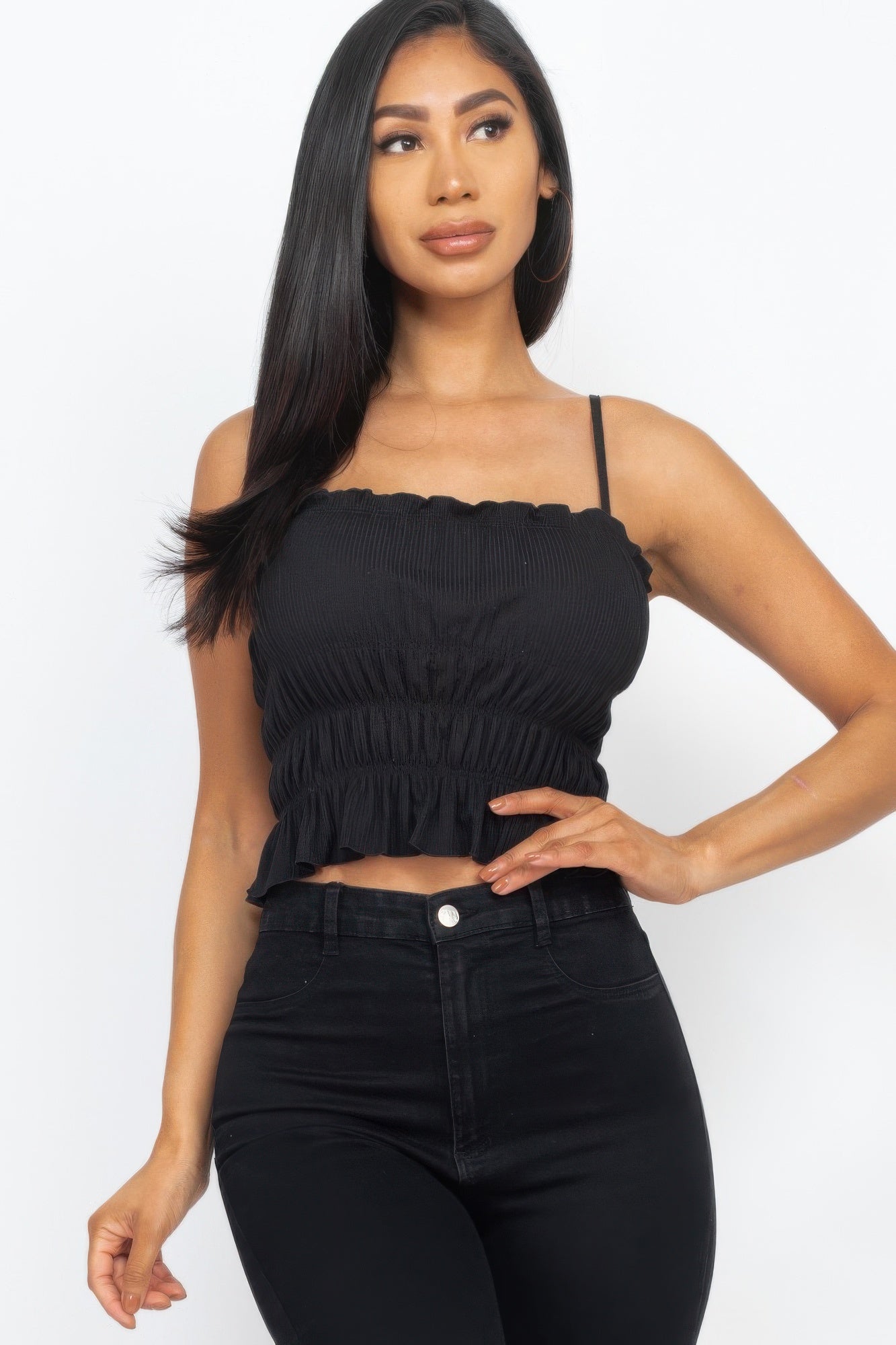 Tiered Shirred Body Crop Top | Mixtshop LLC