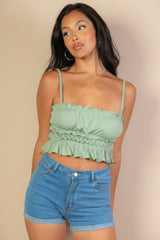 Tiered Shirred Body Crop Top | Mixtshop LLC