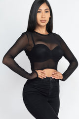 Sexy Sheer Mesh Long Sleeve Crop Top | Mixtshop LLC