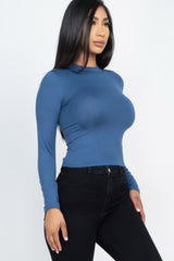 Mock Neck Solid Long Sleeve Top | Mixtshop LLC