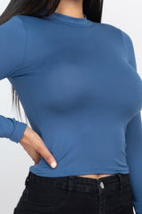 Mock Neck Solid Long Sleeve Top | Mixtshop LLC