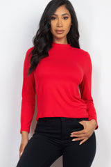 Mock Neck Solid Long Sleeve Top | Mixtshop LLC