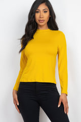Mock Neck Solid Long Sleeve Top | Mixtshop LLC