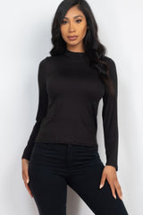 Mock Neck Solid Long Sleeve Top | Mixtshop LLC