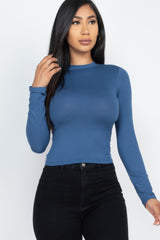 Mock Neck Solid Long Sleeve Top | Mixtshop LLC