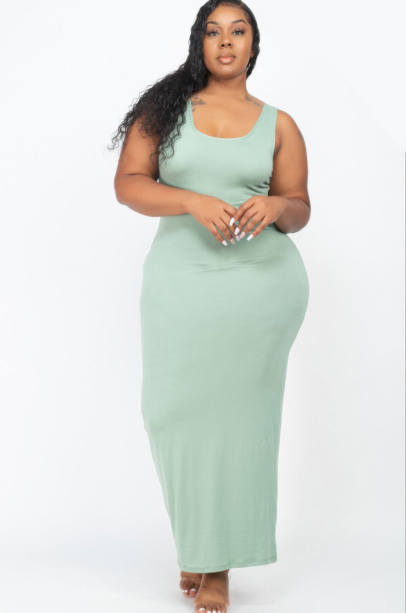 Plus Size Solid Basic Maxi Dress | Mixtshop LLC