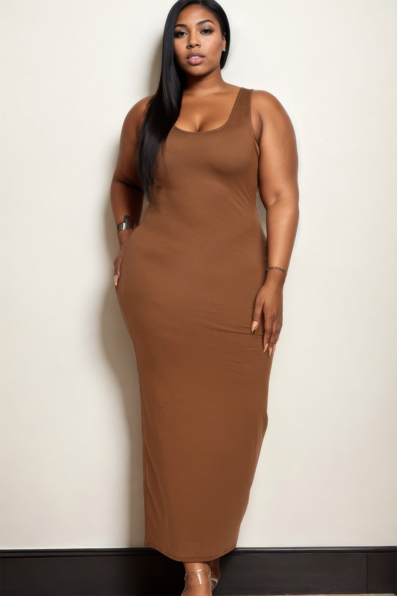 Plus Size Solid Basic Maxi Dress | Mixtshop LLC