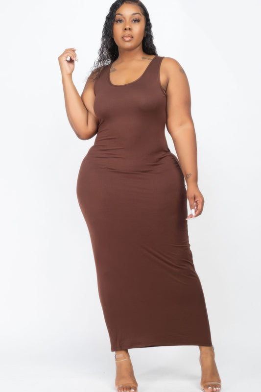 Plus Size Solid Basic Maxi Dress | Mixtshop LLC