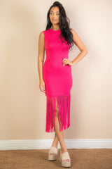 Sleeveless Fringe Midi Dress | Mixtshop LLC