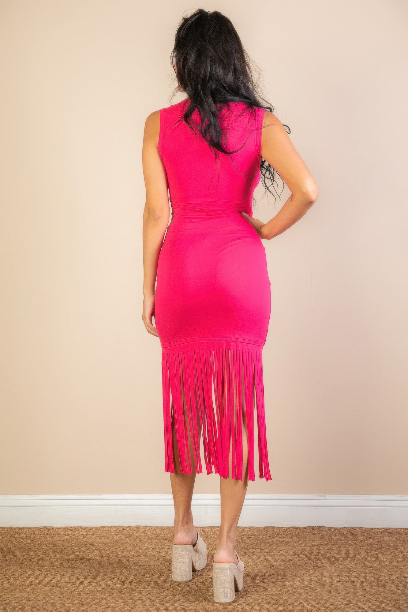 Sleeveless Fringe Midi Dress | Mixtshop LLC