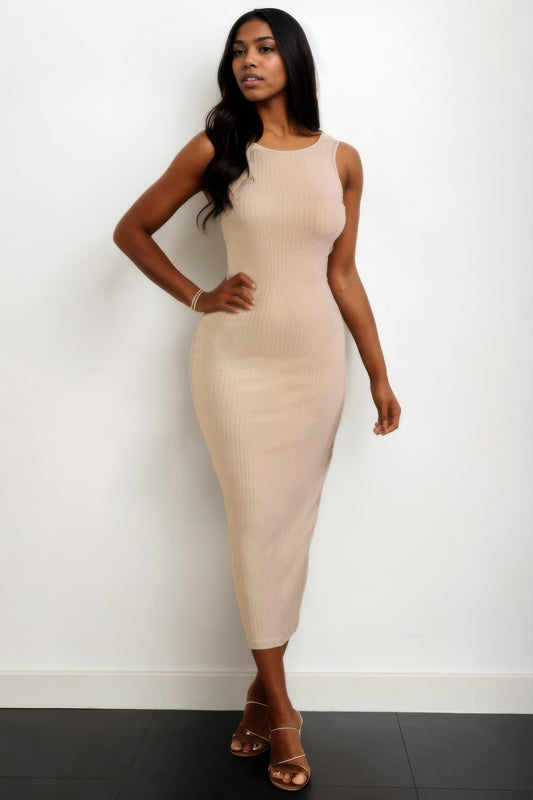 Ribbed Open Back Sleeveless Maxi Dress | Mixtshop LLC