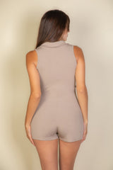 Ribbed Knit Sleeveless Button Front Romper | Mixtshop LLC