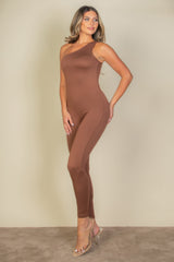 Solid Color One Shoulder Jumpsuit | Mixtshop LLC