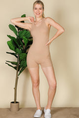 Ribbed Halter Neck Backless Romper | Mixtshop LLC