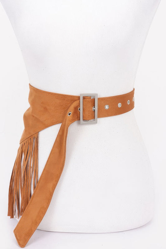 Faux Suede Fringe Belt | Mixtshop LLC