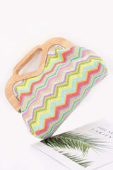 Faux Straw Wood Frame Clutch | Mixtshop LLC