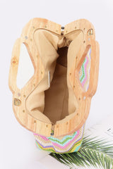 Faux Straw Wood Frame Clutch | Mixtshop LLC