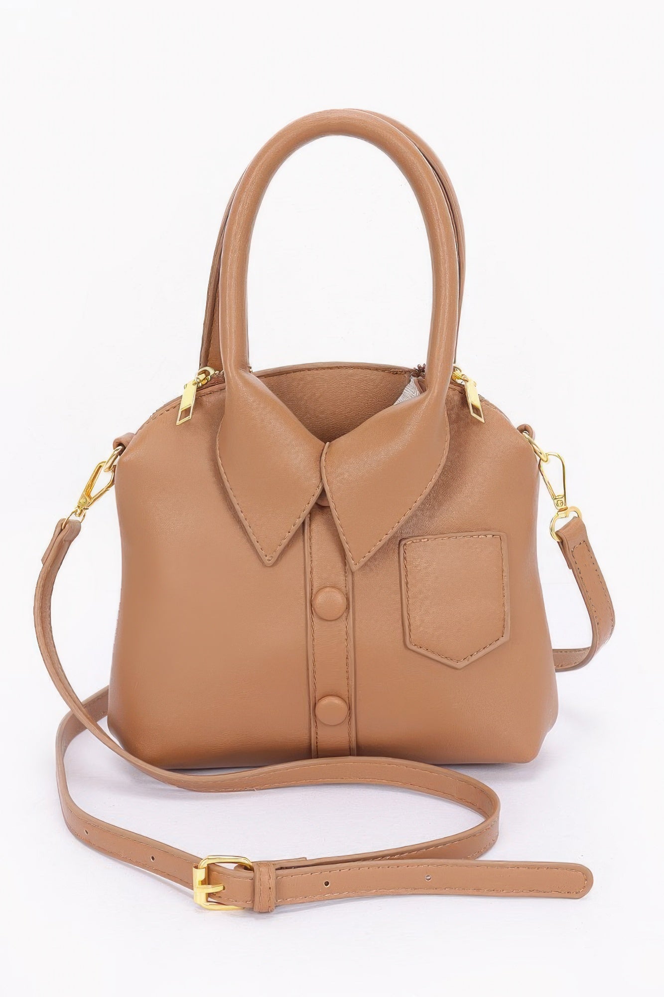 Faux Leather Shirt Style Top Handle Bag | Mixtshop LLC
