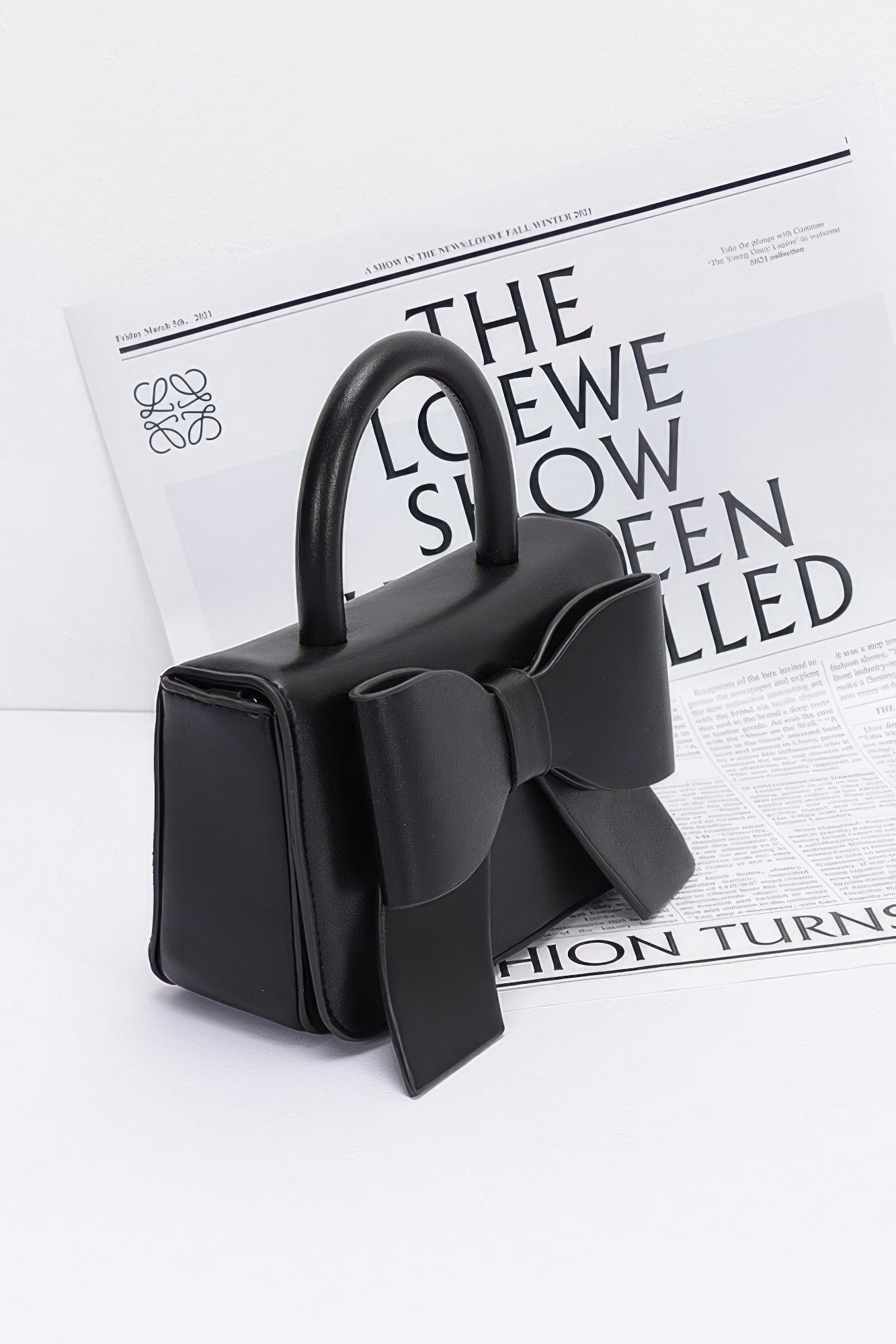 Faux Leather Ribbon Top Handle Bag | Mixtshop LLC