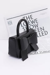 Faux Leather Ribbon Top Handle Bag | Mixtshop LLC