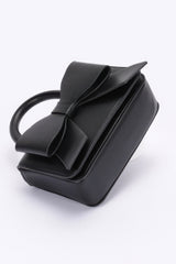 Faux Leather Ribbon Top Handle Bag | Mixtshop LLC