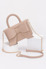 Faux Leather Ribbon Top Handle Bag | Mixtshop LLC
