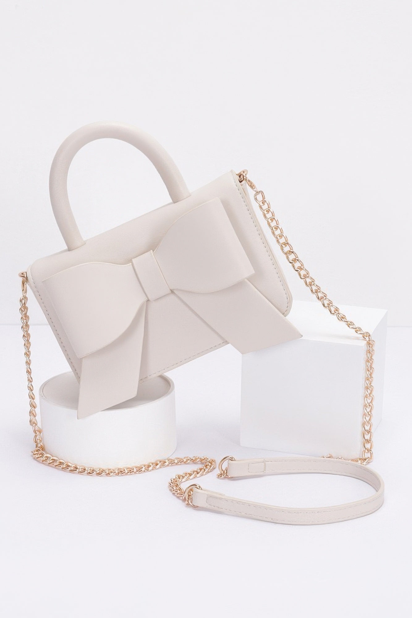 Faux Leather Ribbon Top Handle Bag | Mixtshop LLC