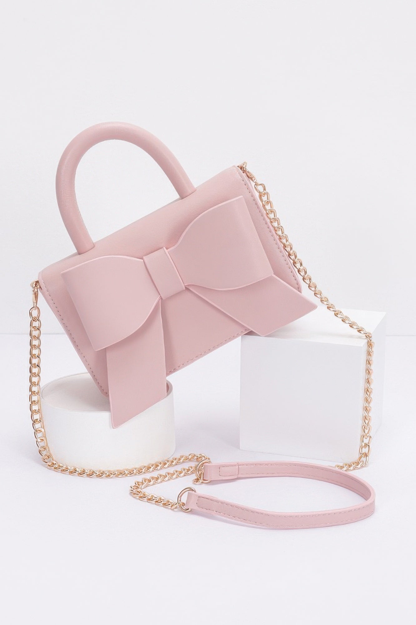 Faux Leather Ribbon Top Handle Bag | Mixtshop LLC
