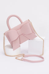 Faux Leather Ribbon Top Handle Bag | Mixtshop LLC