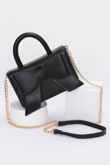 Faux Leather Ribbon Top Handle Bag | Mixtshop LLC