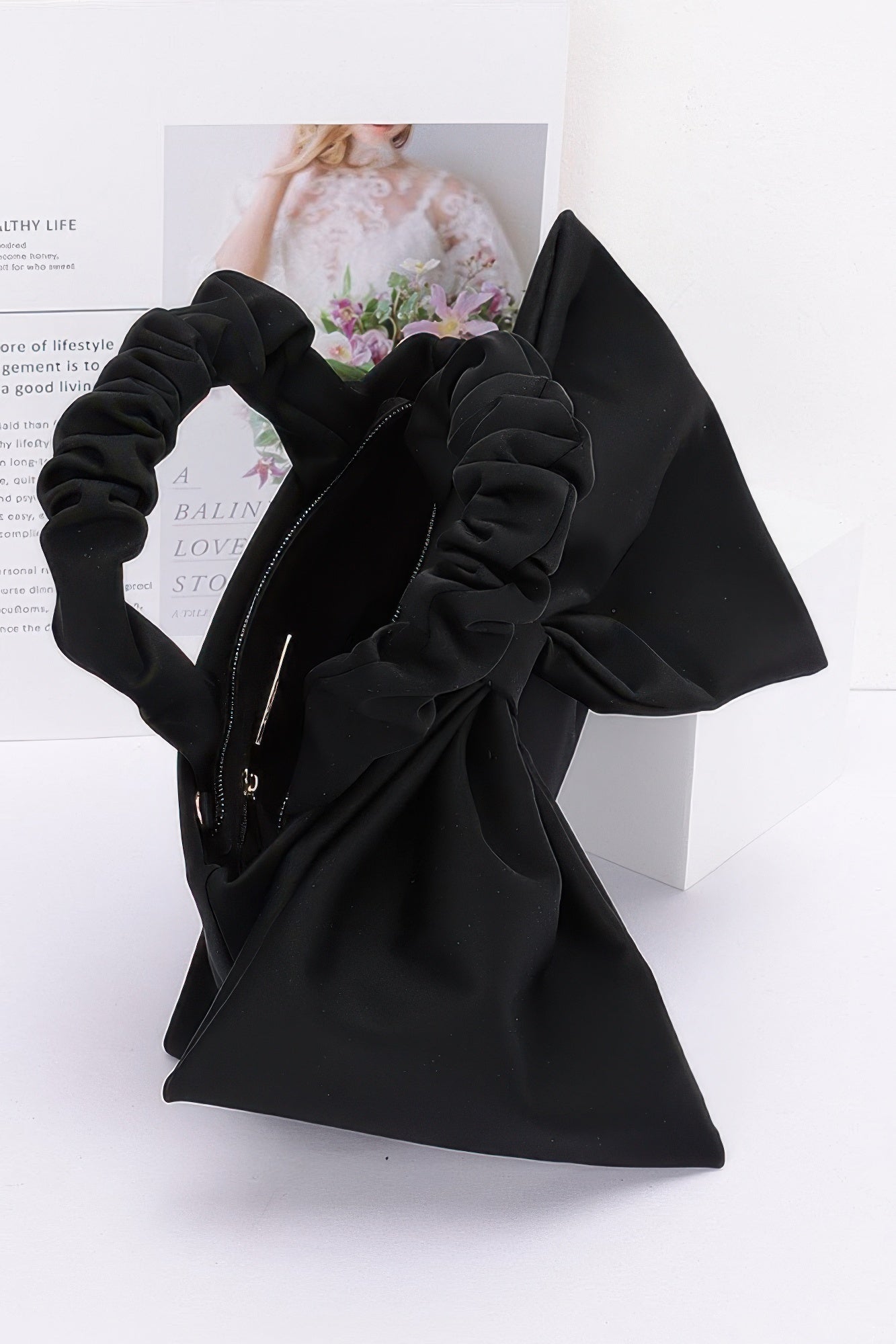 Nylon Top Handle Bag With Bow Front Clutch | Mixtshop LLC