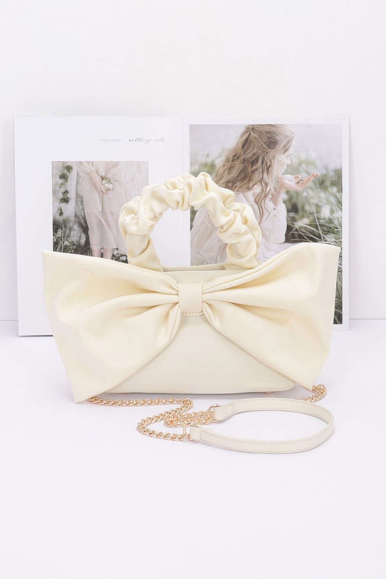 Nylon Top Handle Bag With Bow Front Clutch | Mixtshop LLC