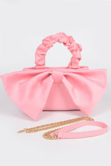Nylon Top Handle Bag With Bow Front Clutch | Mixtshop LLC