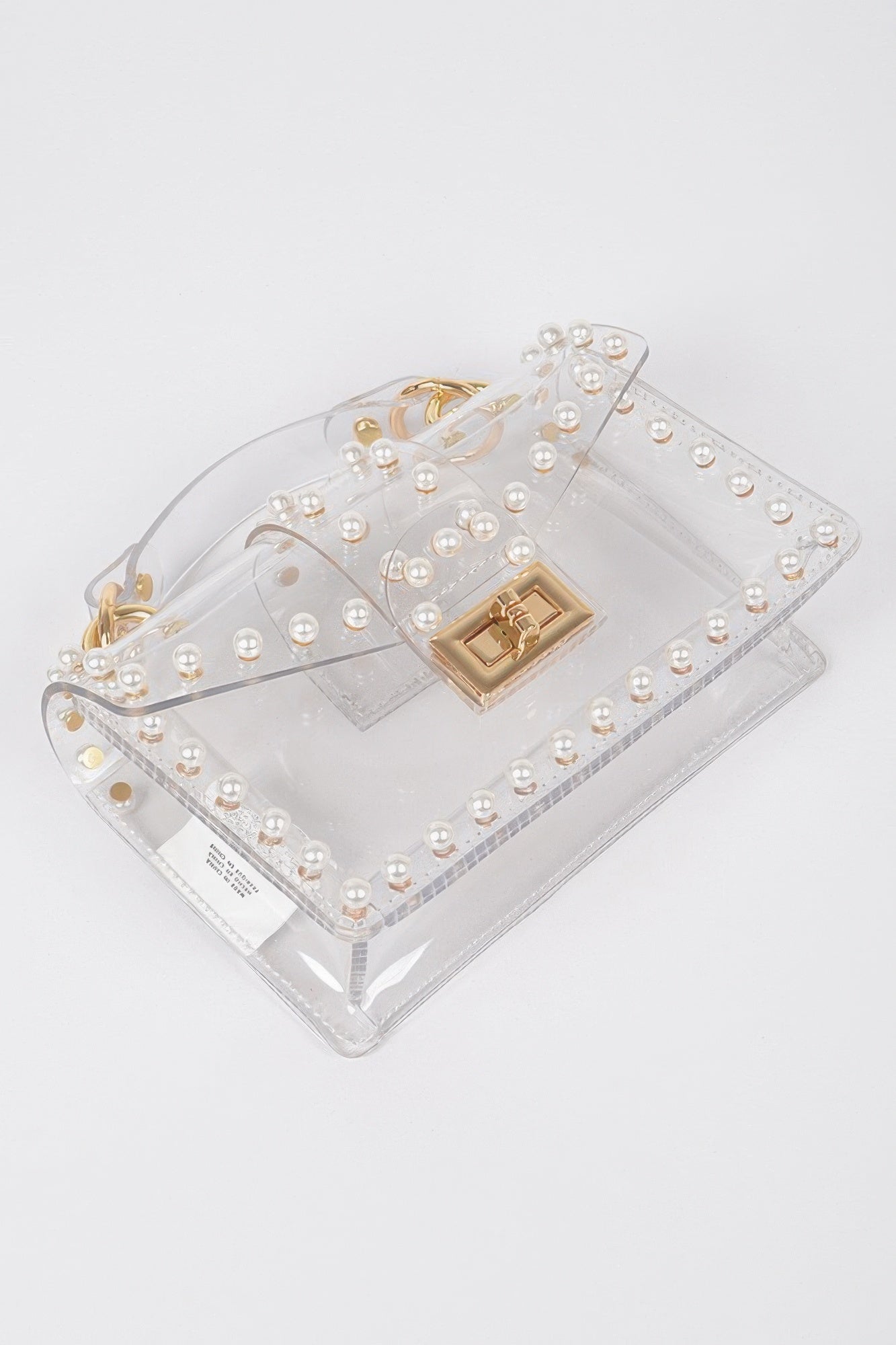 Transparent Single Handle Clutch W/faux Pearl | Mixtshop LLC