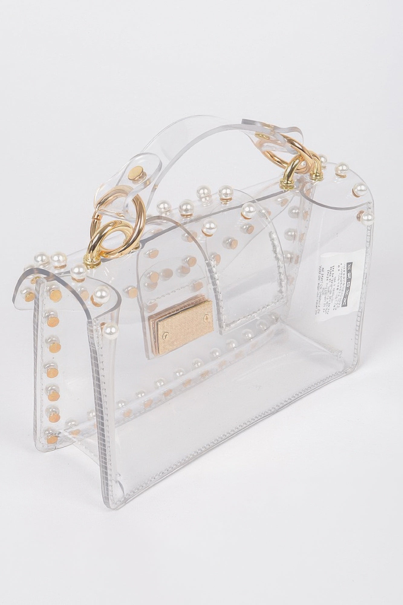 Transparent Single Handle Clutch W/faux Pearl | Mixtshop LLC