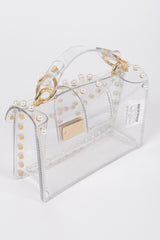 Transparent Single Handle Clutch W/faux Pearl | Mixtshop LLC