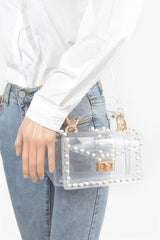 Transparent Single Handle Clutch W/faux Pearl | Mixtshop LLC