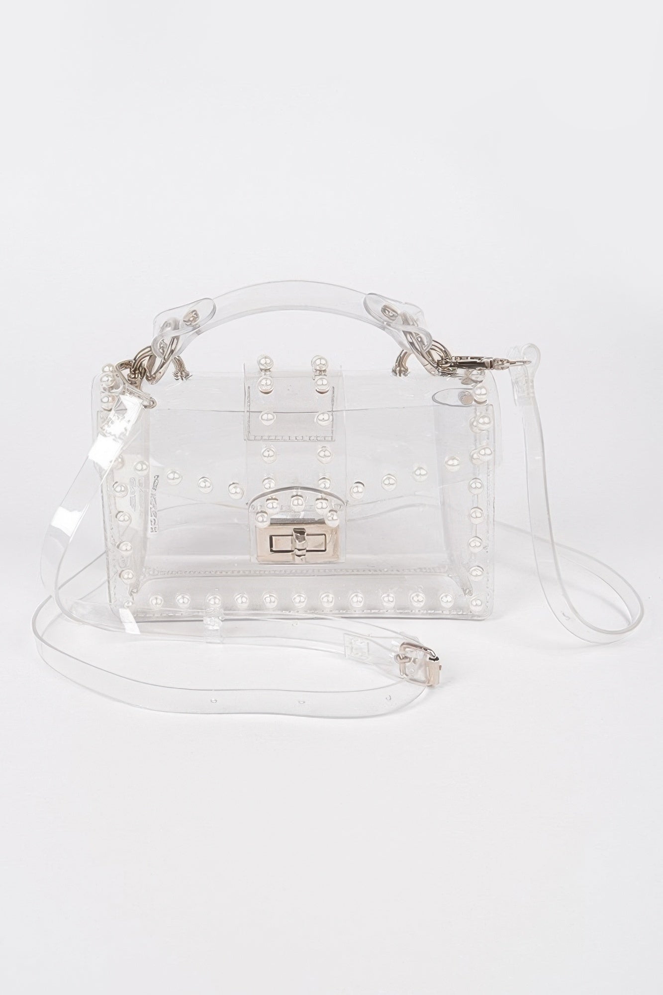 Transparent Single Handle Clutch W/faux Pearl | Mixtshop LLC