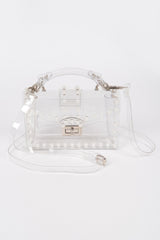 Transparent Single Handle Clutch W/faux Pearl | Mixtshop LLC