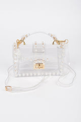 Transparent Single Handle Clutch W/faux Pearl | Mixtshop LLC