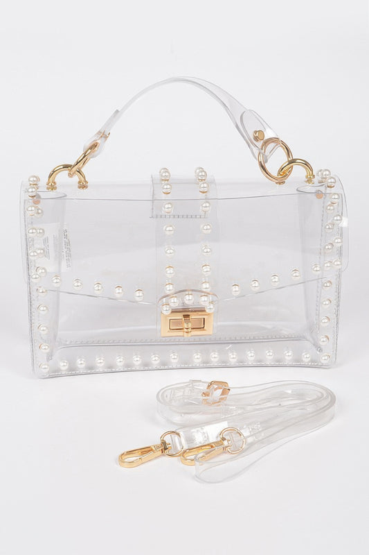 Transparent Clutch W/faux Pearl | Mixtshop LLC