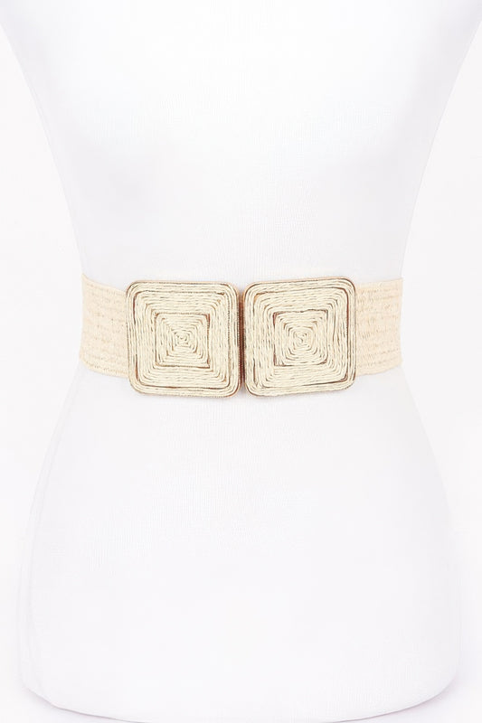 Faux Straw Two Buckle Elastic Belt | Mixtshop LLC
