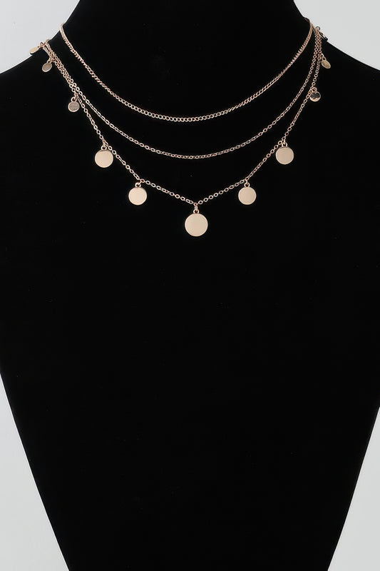 Triple Round Charm Chain Necklace | Mixtshop LLC