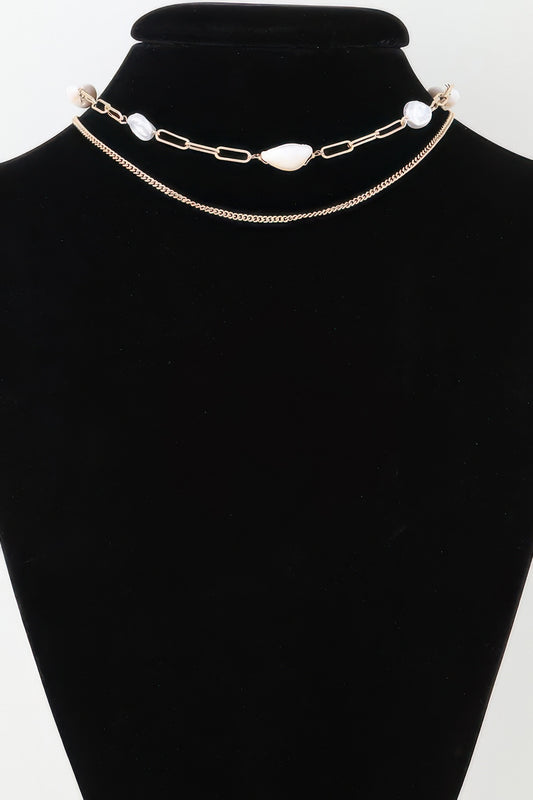 Double Pearl Chain Necklace | Mixtshop LLC