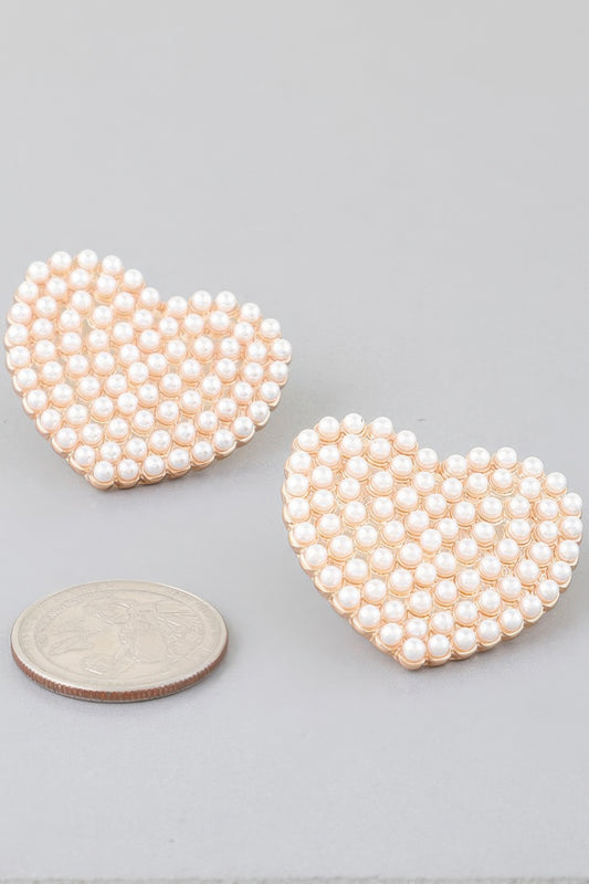 Pearled Heart Stud Earrings | Mixtshop LLC