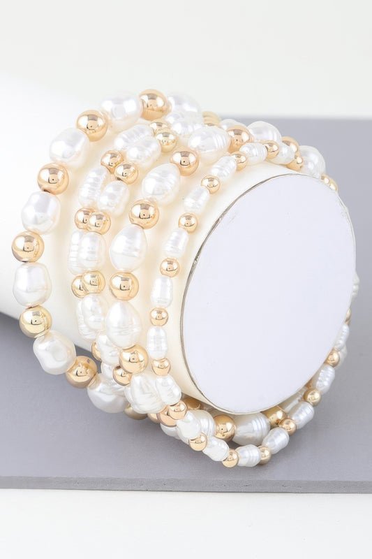 Ribbed Pearl Beaded Bracelet | Mixtshop LLC